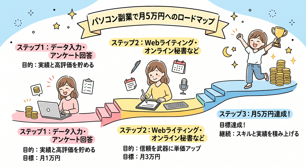 パソコン副業で月5万円へのロードマップ