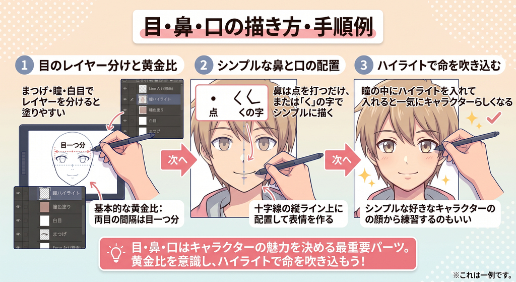 目・鼻・口の描き方