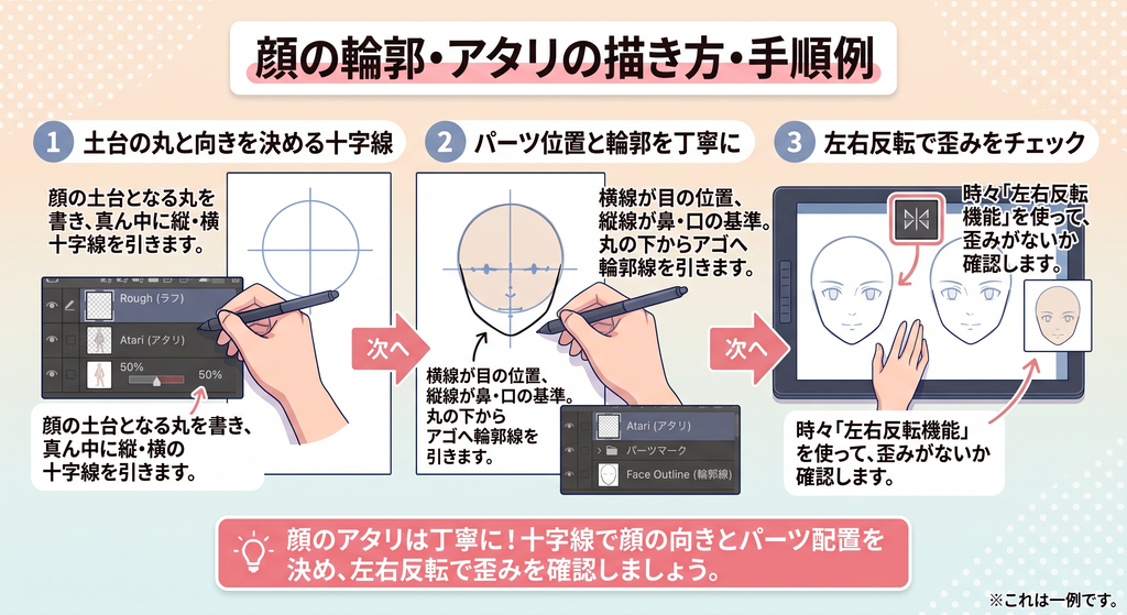 顔の輪郭・アタリの描き方